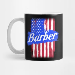 American Flag Barber Family Gift For Men Women, Surname Last Name Mug